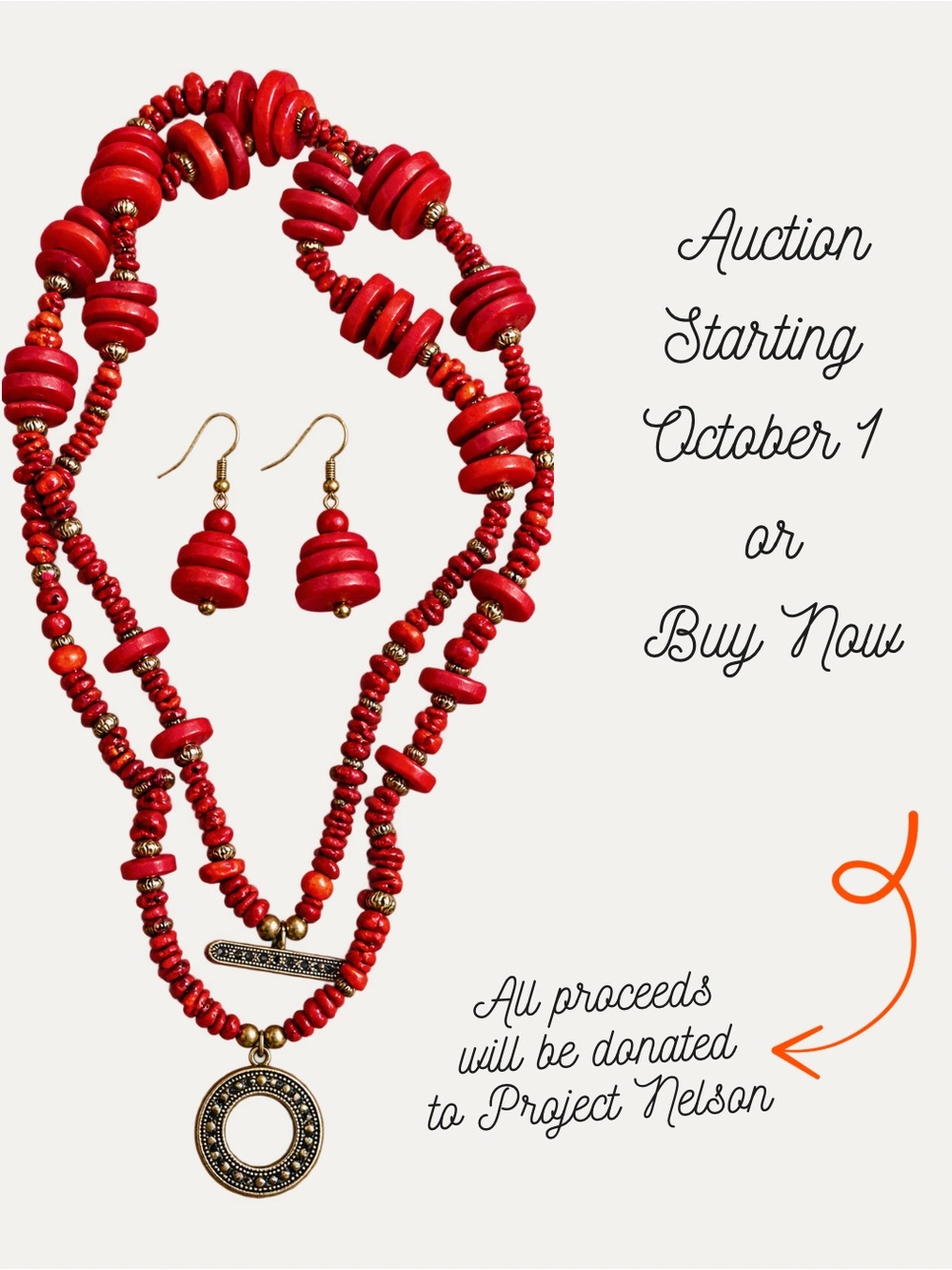 ⚕️ Red Coral Necklace and Earring Set
